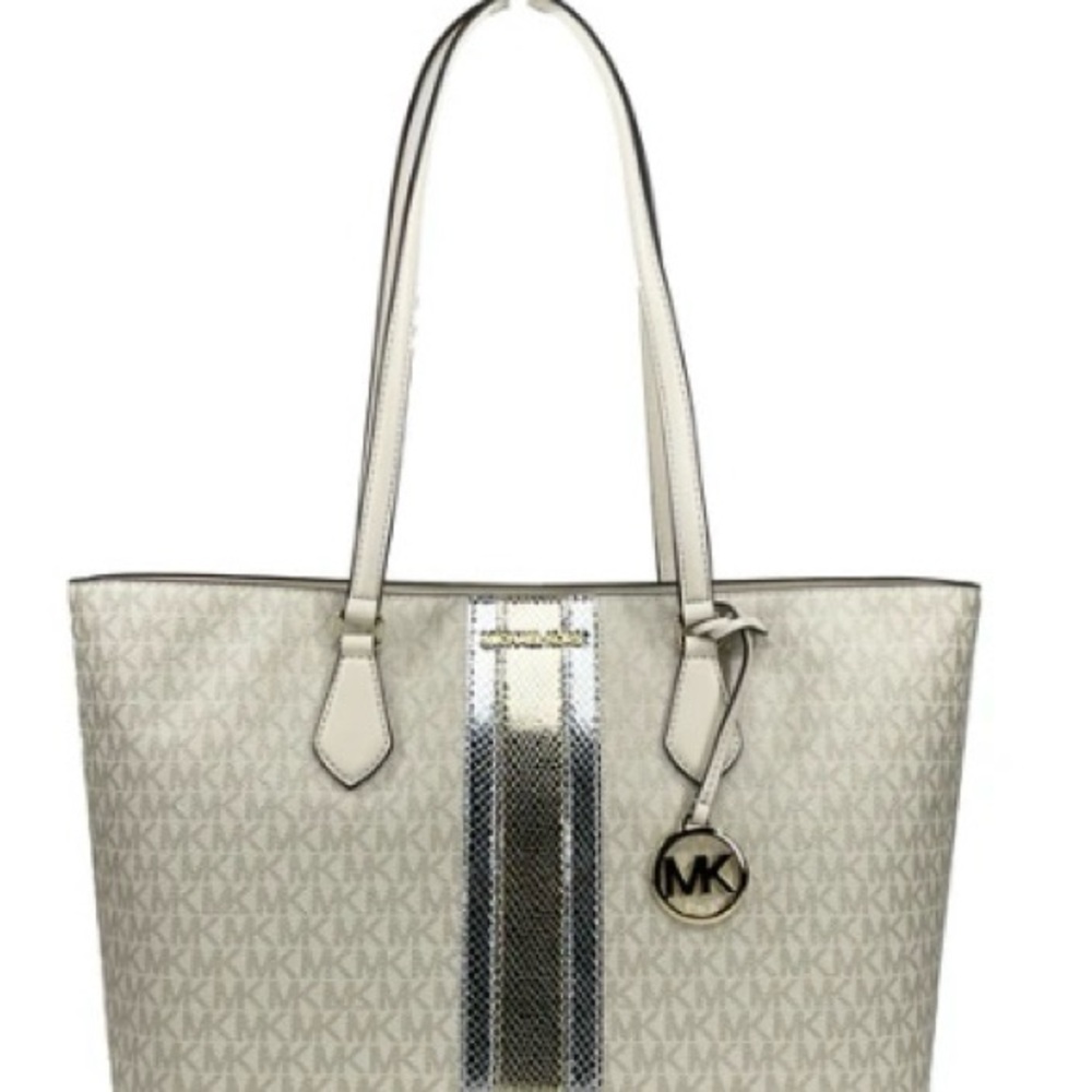 Sheila Large Signature Logo and Metallic Tote
Bag